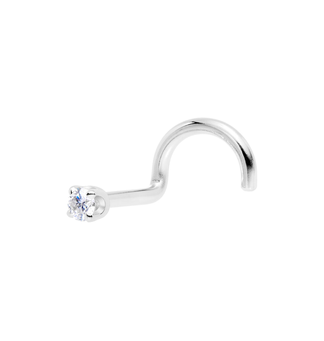 Fosa nasal Circonita blanca Oro macizo de 14k