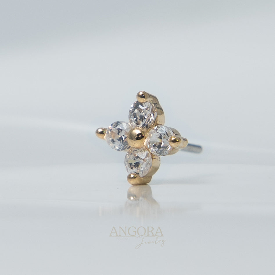 Joyería piercing Mi Estrella, Pequeño Verano Push Pin oro macizo 14k