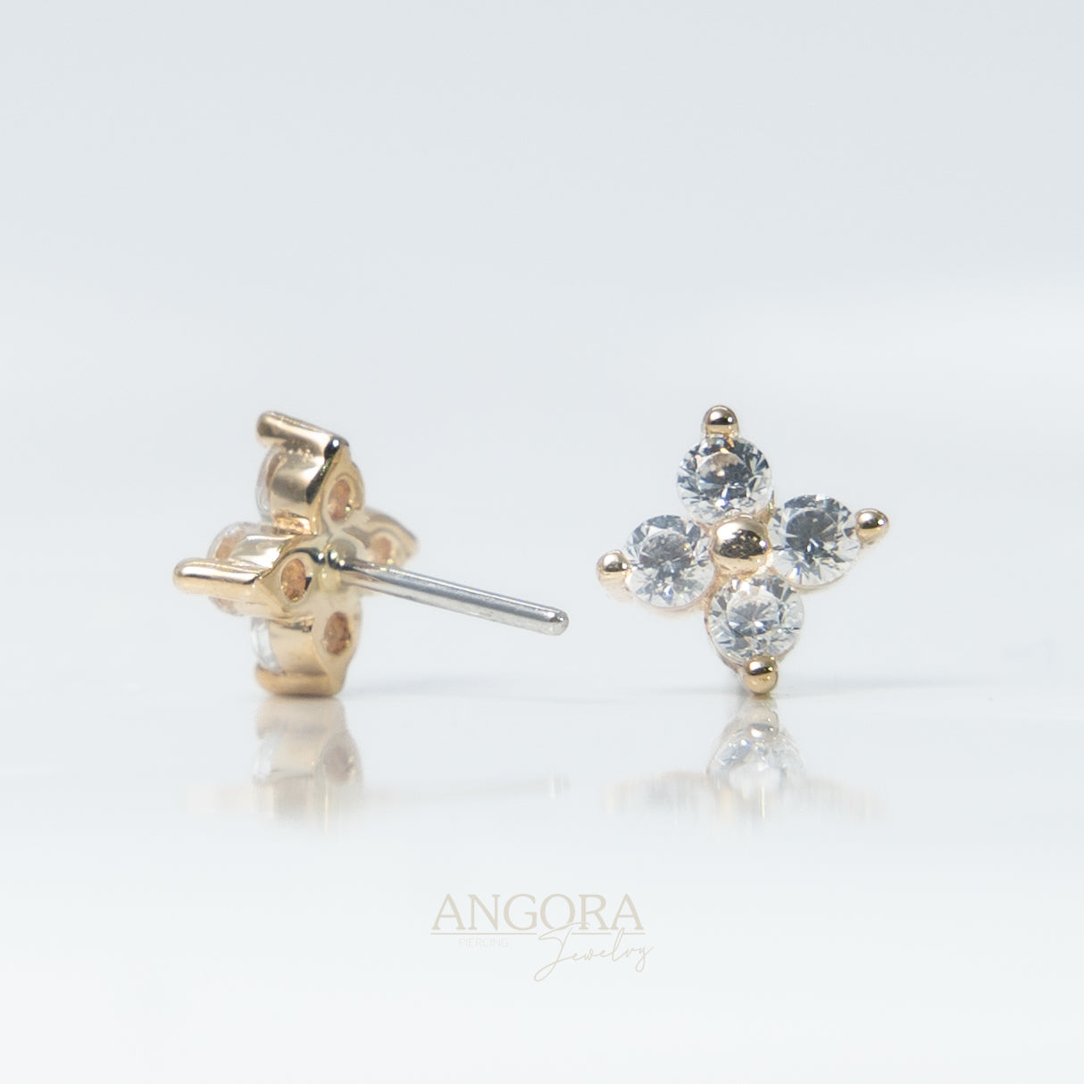 Joyería piercing Mi Estrella, Pequeño Verano Push Pin oro macizo 14k