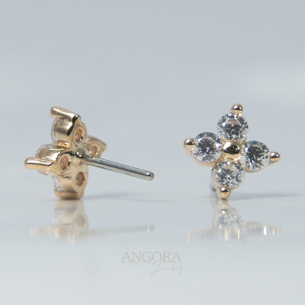Joyería piercing Mi Estrella, Pequeño Verano Push Pin oro macizo 14k
