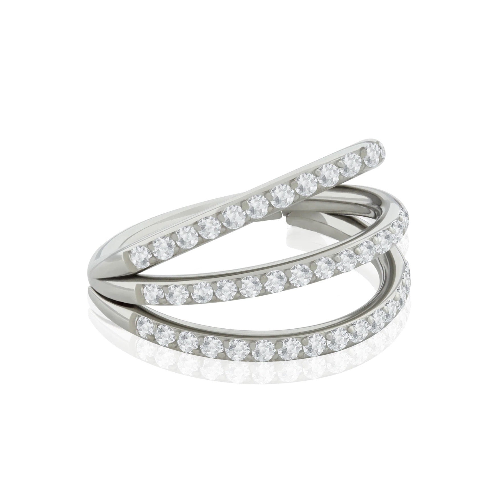 Anillo Triple Clicker Zirconia