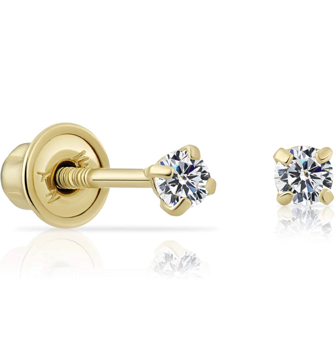 Pendientes de circonita cúbica en oro de 14k