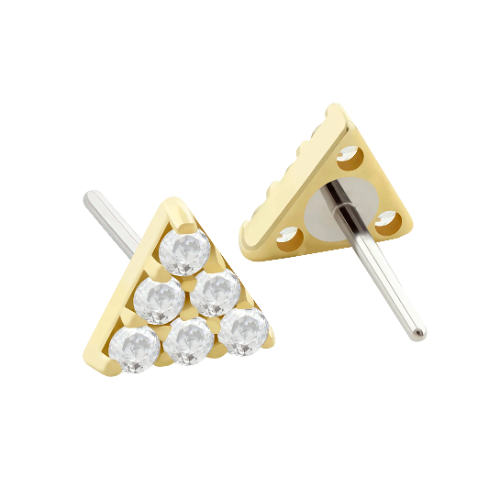 Triangle Pin Push 14k Solid Gold