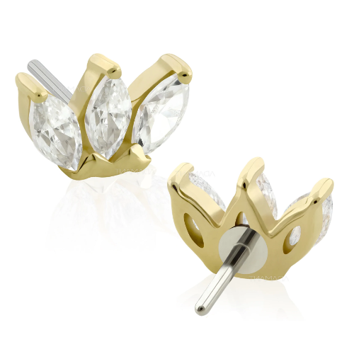 Marquise Pin Push 14k Solid Gold