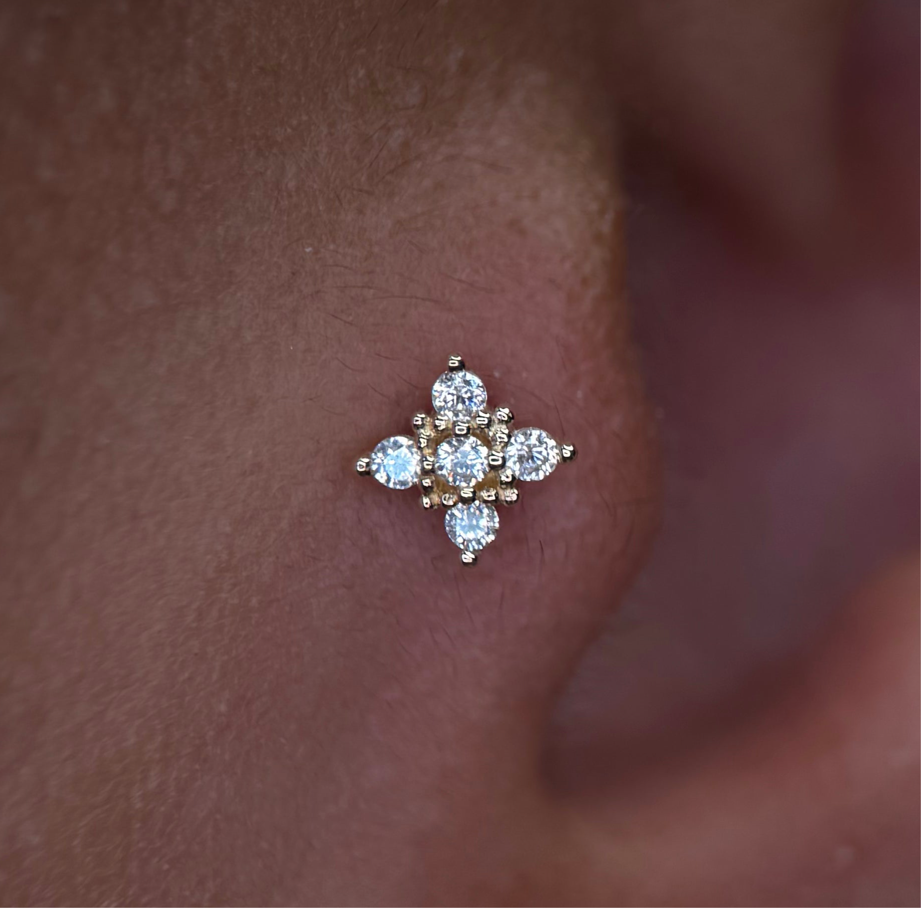 Piercing Jewelry cute eye, Little Summer Push Pin solid gold 14k