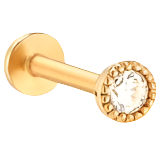 Joyería piercing Granito de Arena, Pequeño Verano Push Pin oro macizo 14k