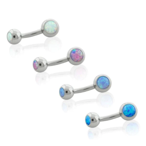 Navel Curved Small Ring Double Opal