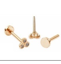 Joyería piercing Mi Sol, Pequeño Verano Push Pin oro macizo 14k