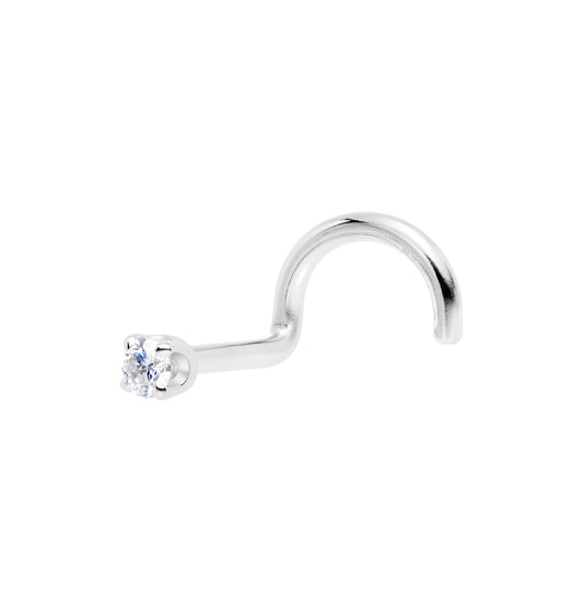 Nostril White Zircon 14k Solid Gold