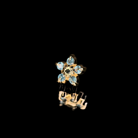Flowers love blue Solid Gold piercing