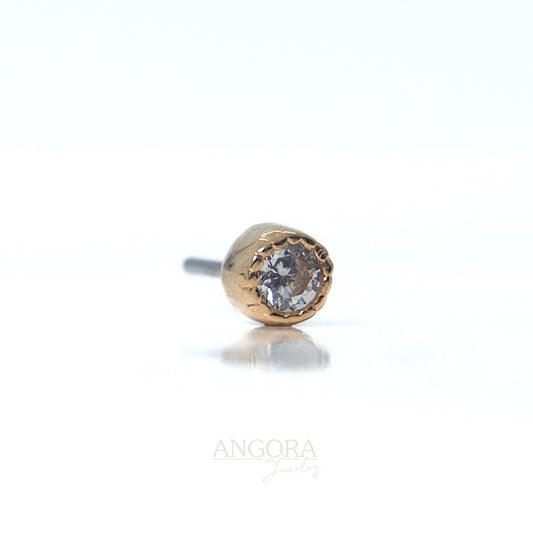 Joyería piercing Granito de Arena, Pequeño Verano Push Pin oro macizo 14k