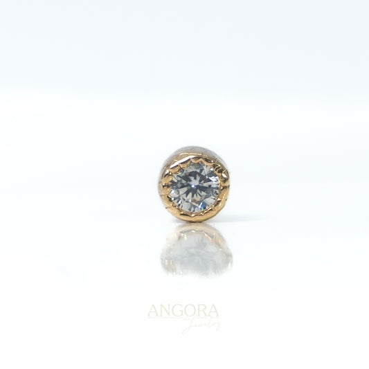 Joyería piercing Granito de Arena, Pequeño Verano Push Pin oro macizo 14k