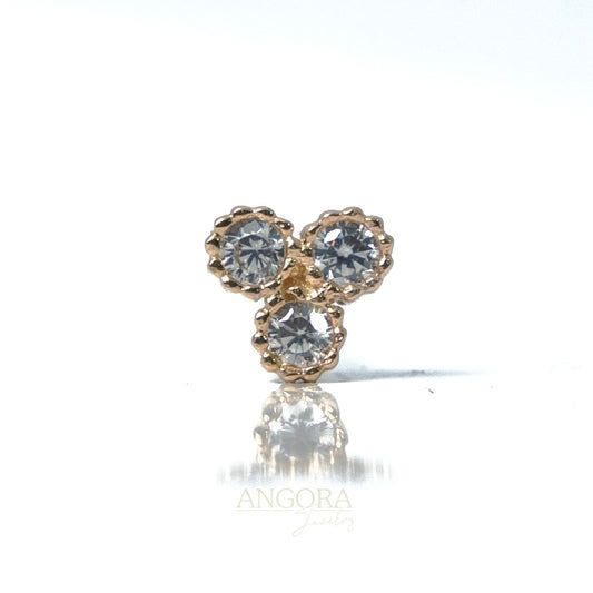 Joyería piercing Mi Sol, Pequeño Verano Push Pin oro macizo 14k