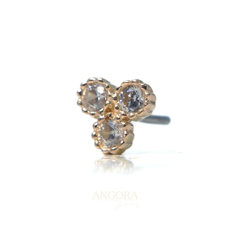Joyería piercing Mi Sol, Pequeño Verano Push Pin oro macizo 14k