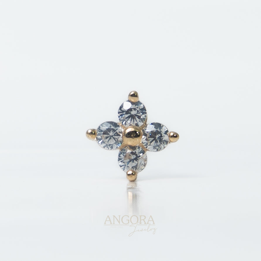 Joyería piercing Mi estrella, Little Summer Push Pin oro macizo 14k