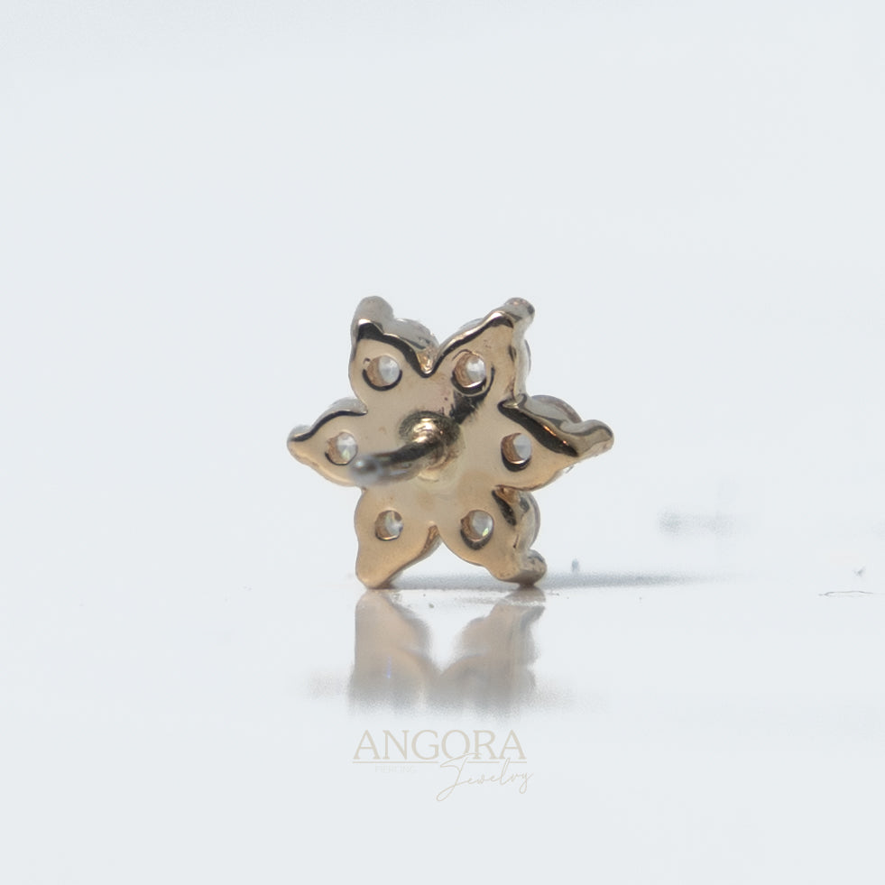 Joyería para piercing de girasol, pequeño broche de verano en oro macizo de 14 quilates.