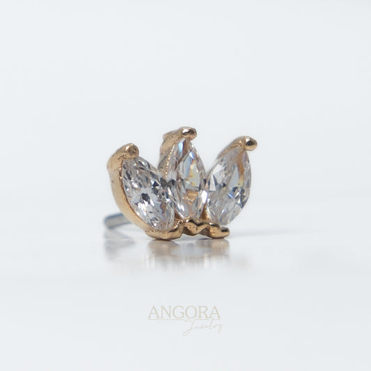 Joyería para piercing de olas marinas, pequeño broche de verano en oro macizo de 14 quilates