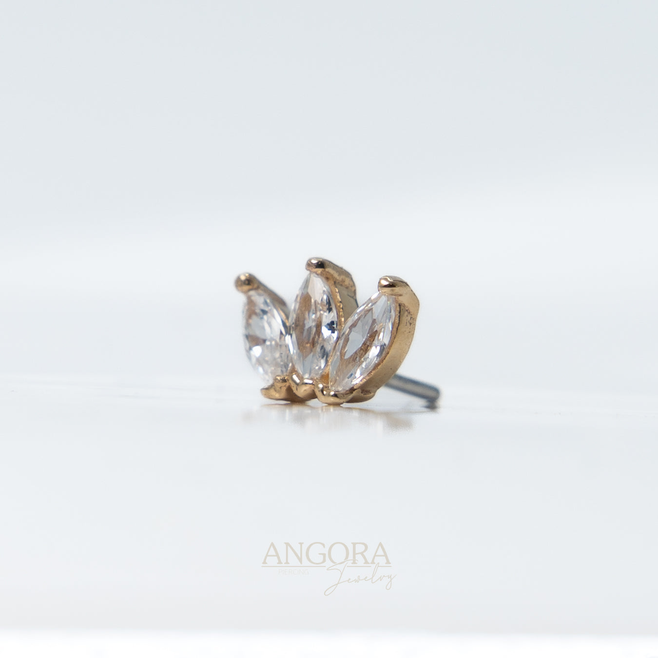Joyería para piercing de olas marinas, pequeño broche de verano en oro macizo de 14 quilates