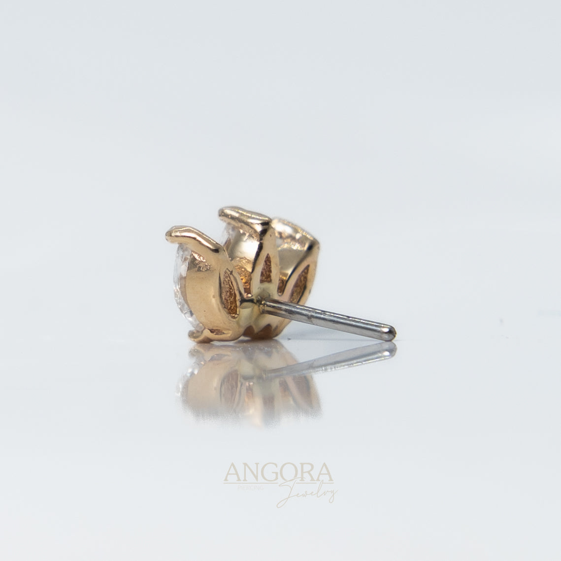 Joyería para piercing de olas marinas, pequeño broche de verano en oro macizo de 14 quilates