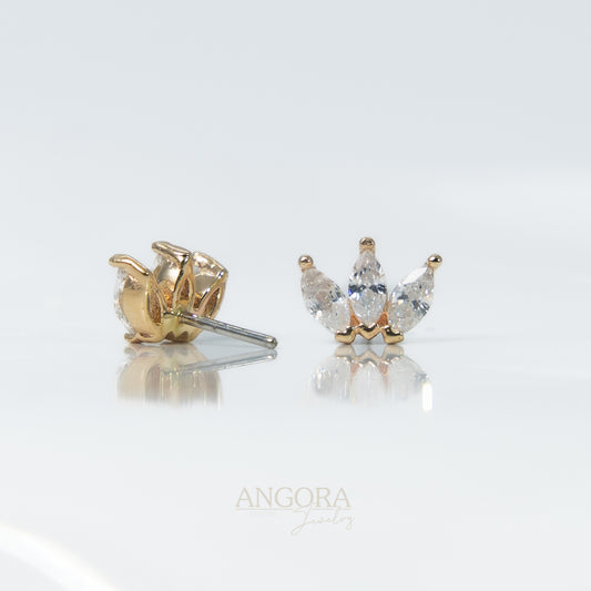 Joyería para piercing de olas marinas, pequeño broche de verano en oro macizo de 14 quilates