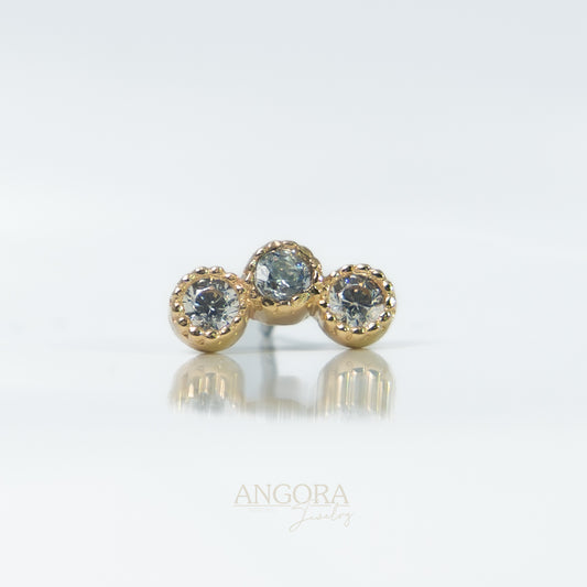 Blue Sea Piercing Jewelry, Little Summer Push Pin solid gold 14k