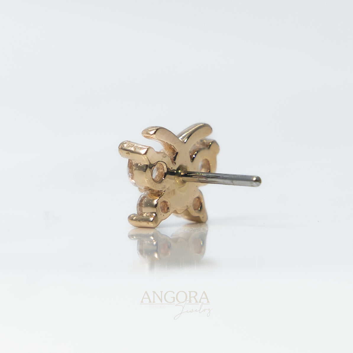 Piercing de mariposa de verano, broche de oro macizo de 14 k
