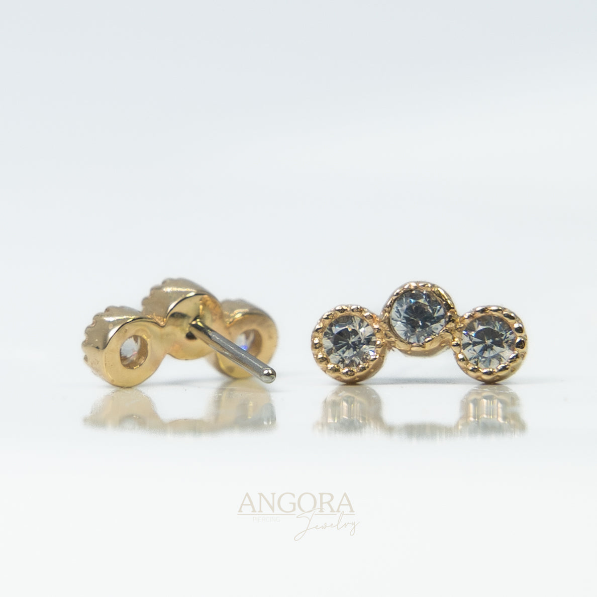 Joyería para piercings Blue Sea, pequeño broche de verano en oro macizo de 14 quilates