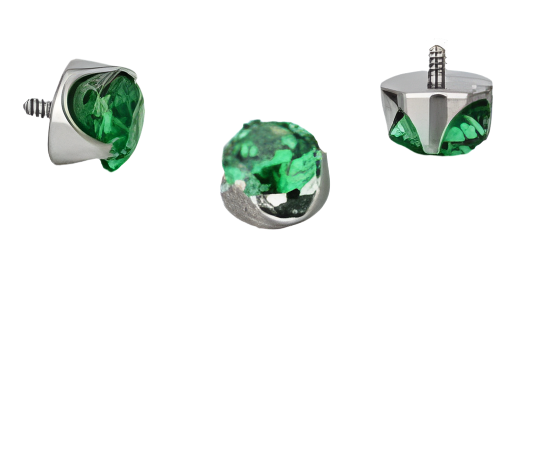 Crown natural zirconia jewel, for lobe piercing, upper lobes, conch.