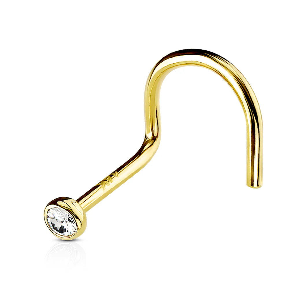 Fosa nasal Circonita blanca Oro macizo de 14k