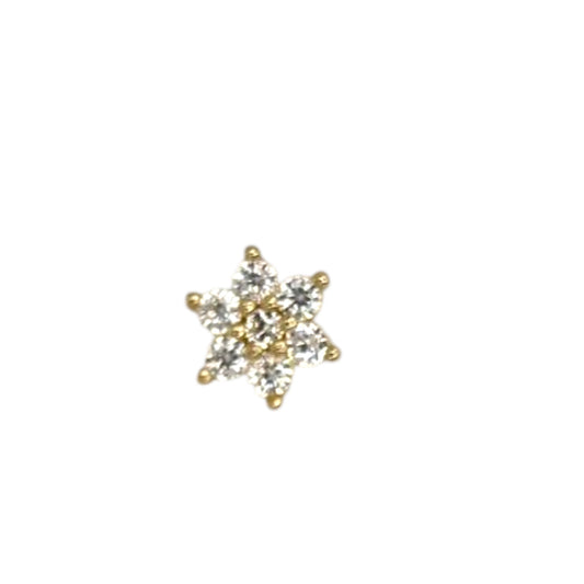 Joyería para piercing de girasol, pequeño broche de verano en oro macizo de 14 quilates.