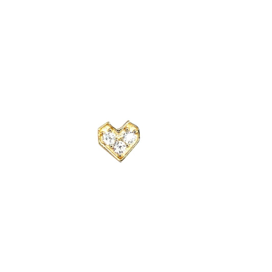 Little Summer Heart Piercing Jewelry, 14k Solid Gold Push Pin
