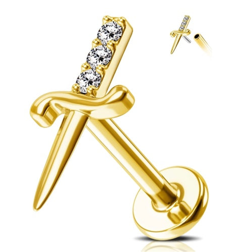 Mini Dagger With Diamonds gold 14k