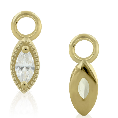 Marquise Simple Pin Push 14k Solid Gold