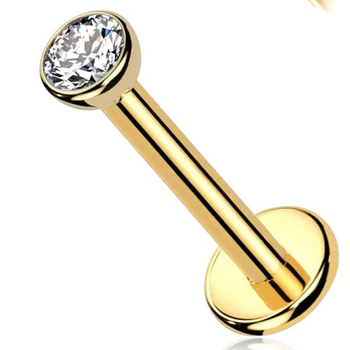 Flat back with white real zirconia 14k