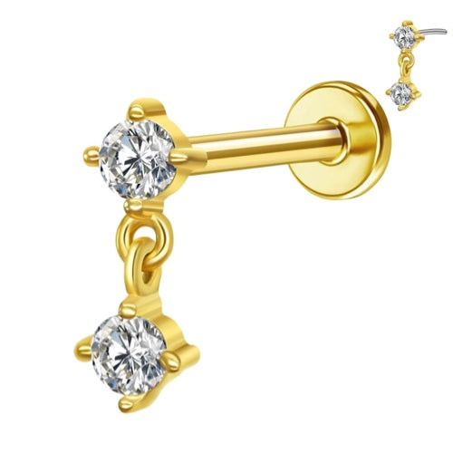 Pendant Double Zircons push pin