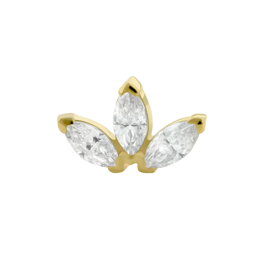 Broche de loto marquesa de oro macizo de 14 k