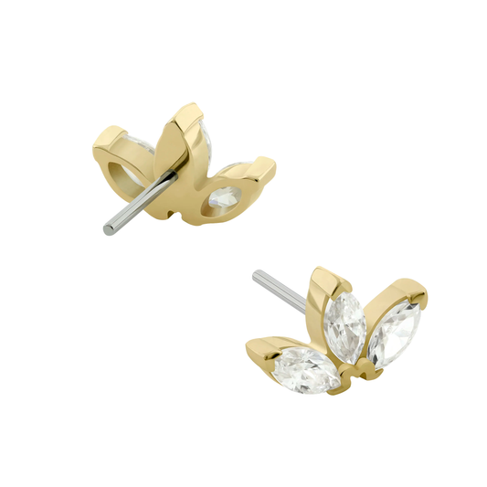 Marquise Lotus Pin 14k Solid Gold