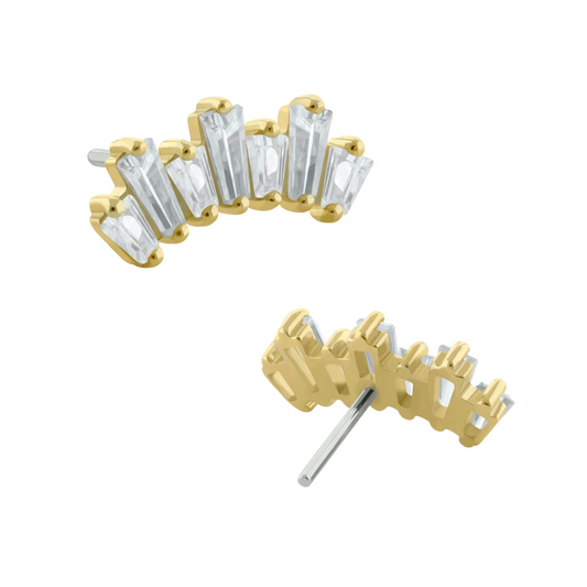Cluster 7 Zirconia Pin Push 14k Solid Gold