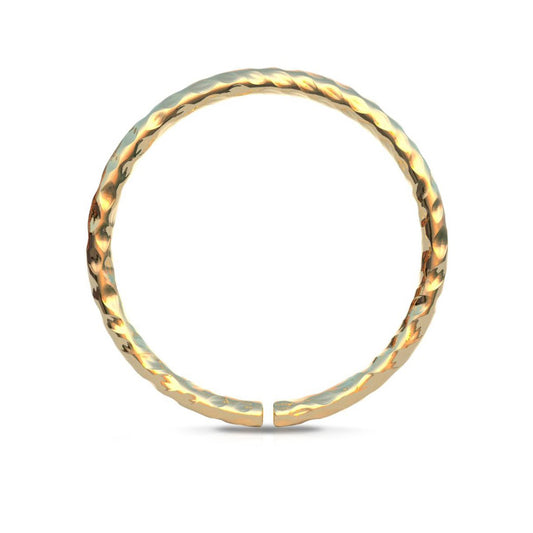Hoop Ring Rope 14k Solid Gold